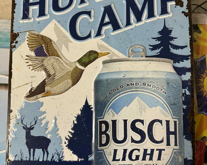 Busch Light Hunting Can Metal Sign: Duck Decor - 23x15