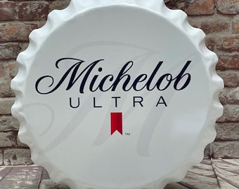 Michelob Ultra 18" Metal Bottle Cap Sign – Bar Wall Decor – Pre-Sale