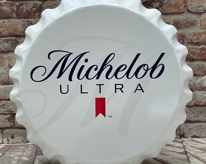 Michelob Ultra 18" Metal Bottle Cap Sign – Bar Wall Decor – Pre-Sale