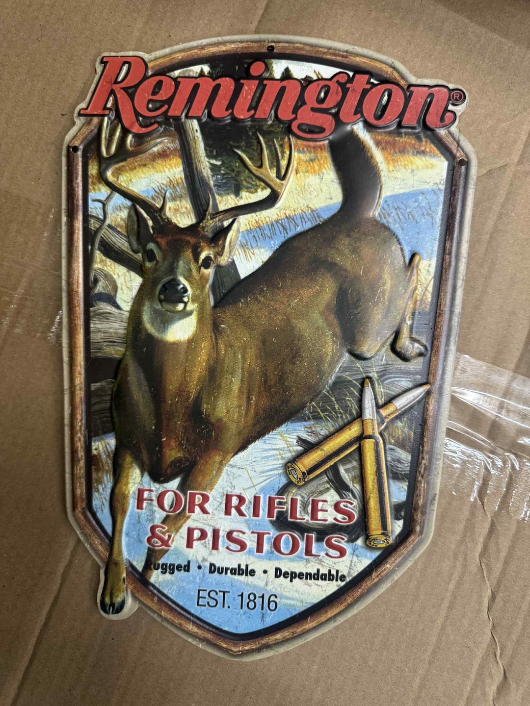 Clinton Rifles Antique Sign Remington Rifles & Pistols Embossed Metal Sign – 9x13 Vintage Gun Shop ...