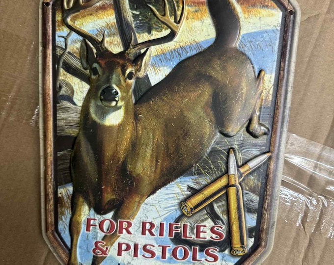 Remington Rifles & Pistols Embossed Metal Sign – 9x13 Vintage Gun Shop Wall Art, Hunting Lodge Man Cave Decor