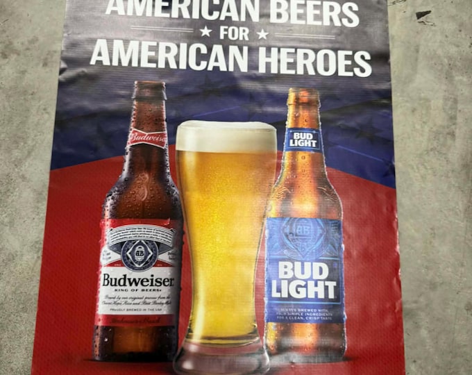 Budweiser Bud Light American Beers for American Heroes Banner Garage Mancave Wall Decor 36x50