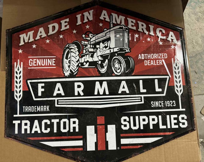 Farmall Tractor Metal Sign – 23x21 Vintage IH Dealer Style Tin Wall Decor