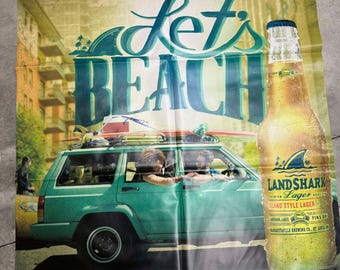 LandShark Lager "Let's Beach" Banner 3'x3' – Island Vibes for Your Space