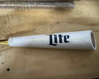 Miller Lite Beer Tap Handle: Wood Baseball Bat Style, 12" Bar Pull