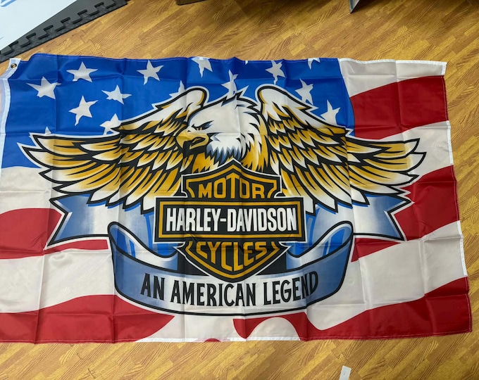 Biker American Eagle Flag 3x5 | Harley Wall Flag | Garage Man Cave Decor | Patriotic Biker Flag