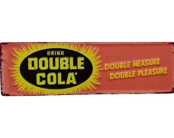 Double Cola Vintage Tin Sign 26x8 Retro Soda Bar Wall Decor