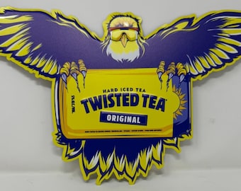 Twisted Tea Eagle Metal Sign: Bar, Pub, Man Cave Decor (16x10)