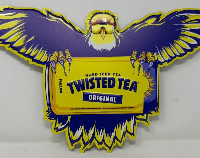 Twisted Tea Eagle Metal Sign: Bar, Pub, Man Cave Decor (16x10)