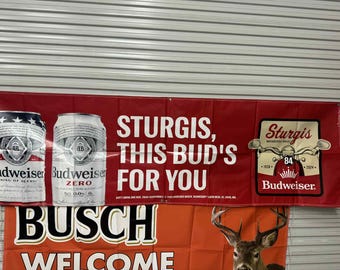 Budweiser Sturgis 84th Biker Rally Banner – 3x10ft Harley-Davidson Motorcycle Man Cave Decor