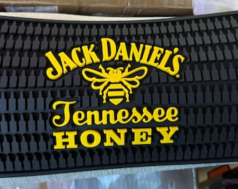 Jack Daniel's Tennessee Honey Bar Mat | Honey Whiskey Decor | Home Bar Gift | Man Cave Essential | Bartender Mat | Sweet Whiskey