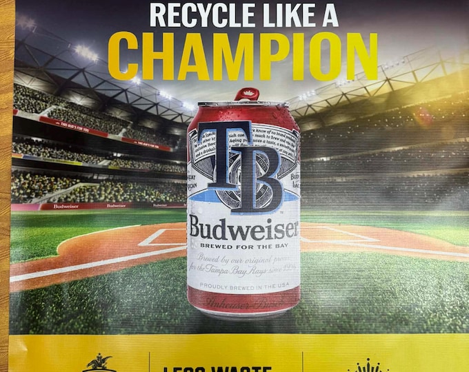 Budweiser Recycle Like a Champion Banner 36x36 Beer Stadium Wall Decor Bud Light Mancave