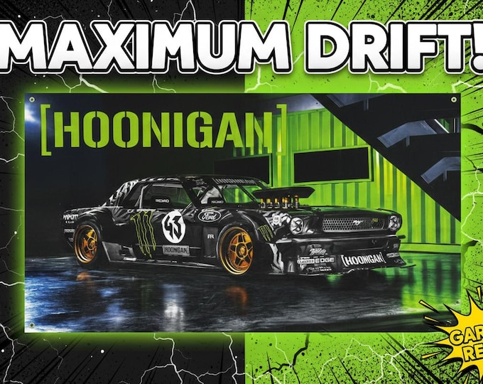 Hoonigan Racing Flag 3x5ft - Garage Wall Art - Man Cave Decoration