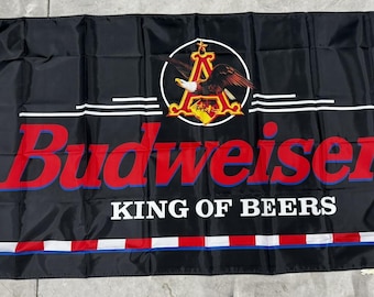 Budweiser King of Beers Flag 3x5ft – Beer Banner Man Cave Bar Wall Decor