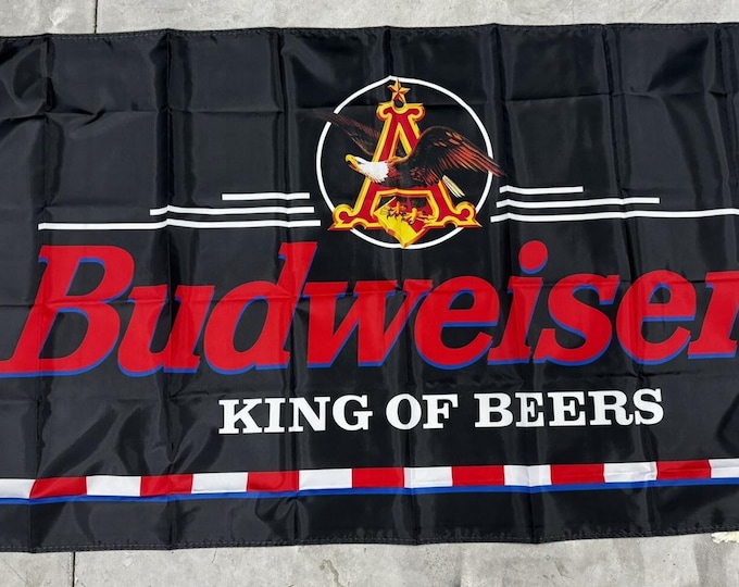 Budweiser King of Beers Flag 3x5ft – Beer Banner Man Cave Bar Wall Decor