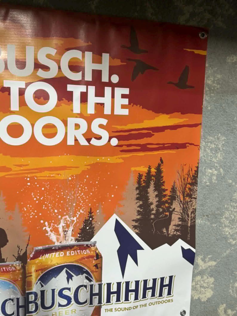Busch Light Buy Busch Head to the Outdoors Banner 36x36 Hunting Camp ...