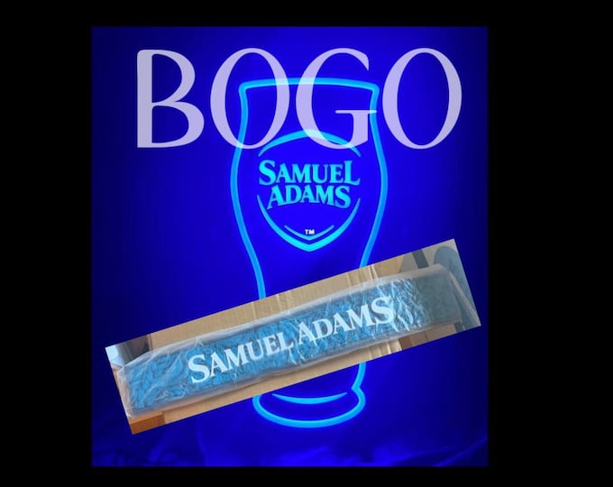 Samuel Adams LED Bar Sign- Rubber Bar Mat Bundle – Craft Beer Gift Set, Home Bar Decor, Man Cave Light & Spill Mat