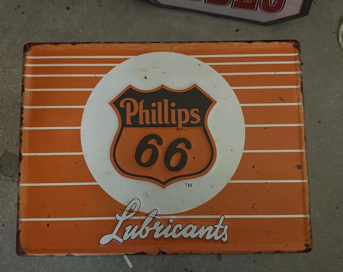 Phillips 66 World’s Finest Oil Tin Sign | Licensed Reproduction | Vintage-Style Gas Station Wall Decor | 12x15.5