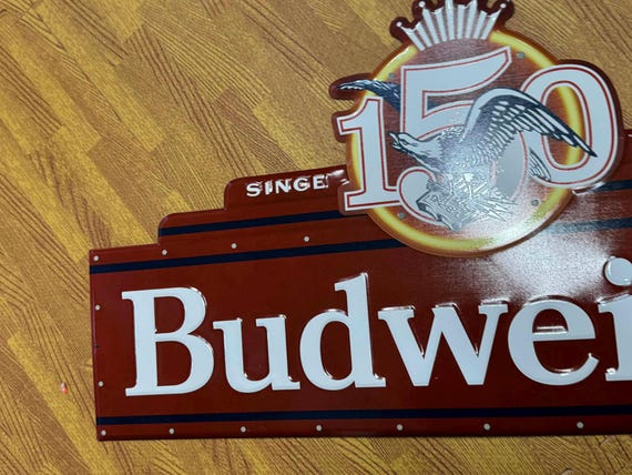 Budweiser 150th Anniversary Tin Sign Heritage Series Eagle 25x13