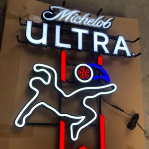 Michelob Ultra Soccer LED Sign w/ Dimmer – 32"x22" – Bar Man Cave Light-Up Display