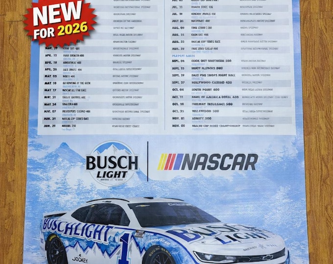 2026 NASCAR Schedule Busch Light Banner 24x36 Racing Wall Decor | Garage Decor | Mancave Decor NASCAR Poster Banner