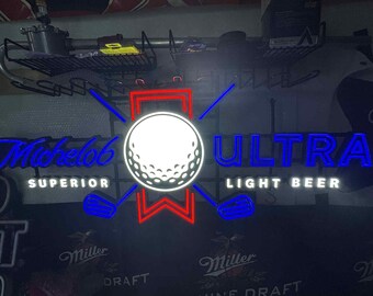 Rare Michelob ULTRA Golf Neon Sign – Massive 48"x17" Bar Light – Golf Beer Mancave Decor