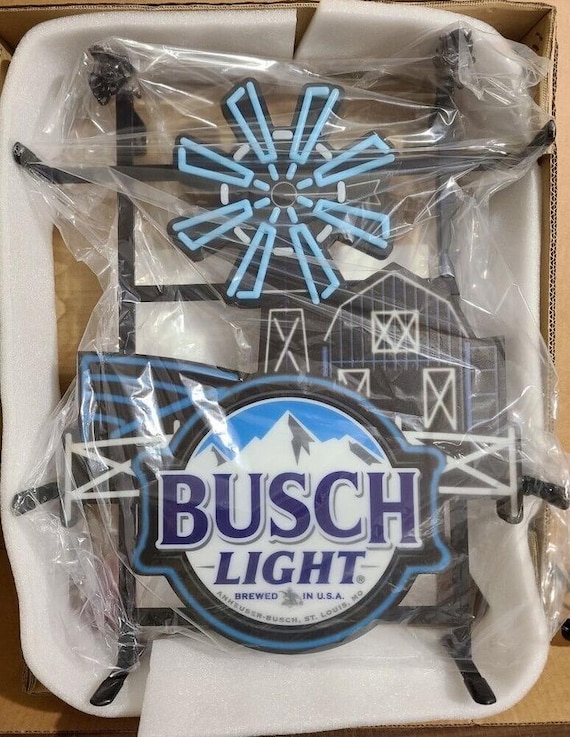 Animated Busch Light Farm Scene LED Neon Sign – Barn Windmill