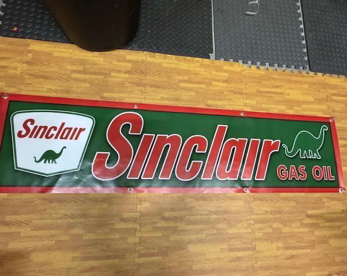 Sinclair Gasoline Extra-Large Garage Banner –72x18 Dinosaur Service Station Garage Sign Mancave Auto Shop Wall Decor