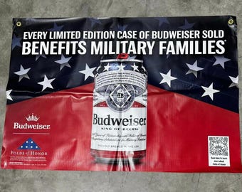 Limited Edition Brand New Budweiser 'Folds of Honor' 2x3 ft Banner – Honoring Military