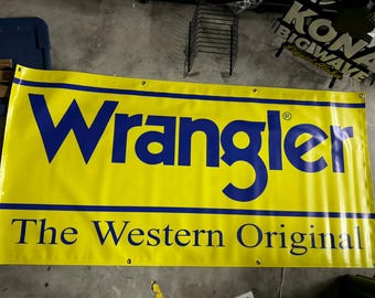 Wrangler Banner 3x6 Ft Western Cowboy Banner Ranch Garage Mancave Decor Wrangler Western Original Style Sign