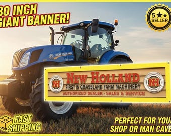 New Holland Farm Banner 80x20 Tractor Shop Mancavedecor Farm Equipment Wall Decor
