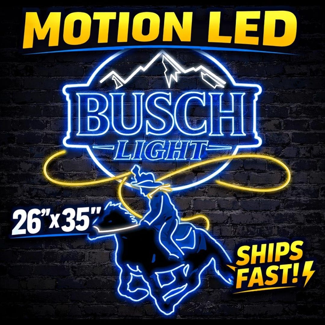Busch Light Ranch LED-rörelseskylt 26x35 Neon Cowboy Häst Barljus ...