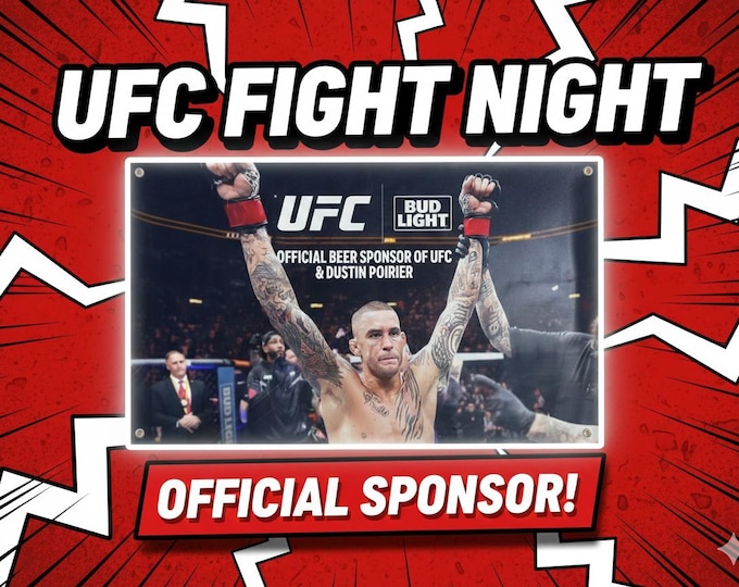 UFC Bud Light Dustin Poirier Banner 40x24 | MMA Man Cave Decor | Fight Night Sports Bar Wall Banner