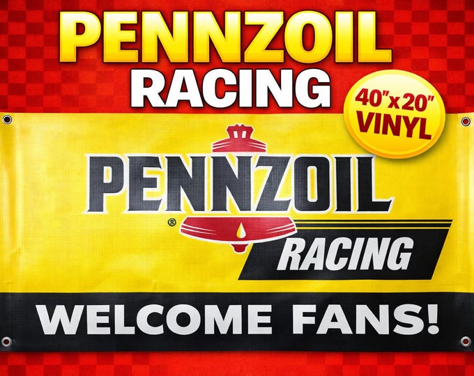 Pennzoil Racing Welcome Fans Banner 40x20 New | Garage Racing Mancave Decor Wall Banner