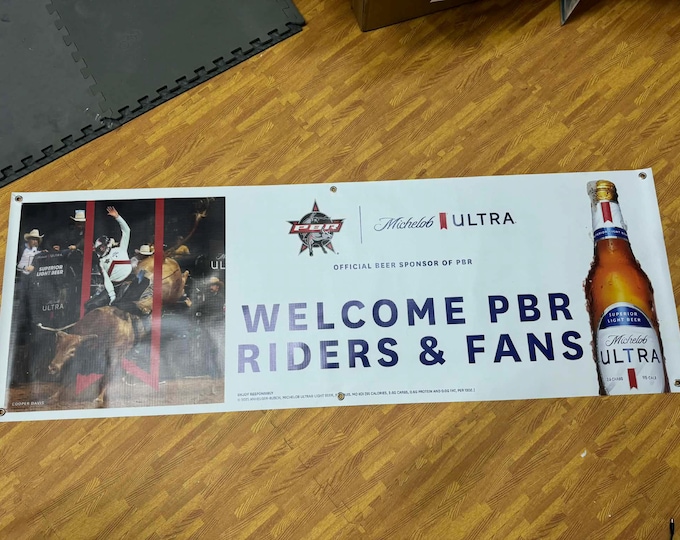 Michelob Ultra PBR Rodeo Banner 70x24 | Pro Bull Riders Beer Sponsor Wall Banner | Mancave Bar Decor