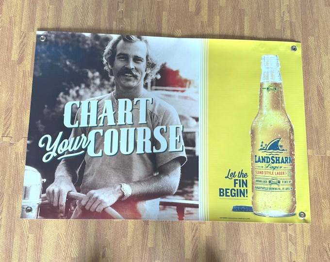 LandShark Lager “Your Chart Course” Vinyl Banner | Jimmy Buffett Beer Wall Sign | 35.5” x 24”