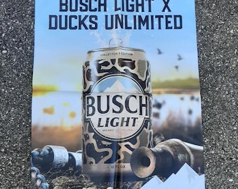 Busch Light Hunting Banner Ducks Unlimited Vinyl New!! Beer Man Cave Hunter 2x3ft
