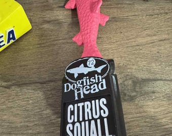 Dogfish Head Citrus Squall Beer Tap Handle – Double Golden Ale, Pink Fish, Used Bar Tap