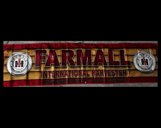 Farmall Tractor International Harvester Dealer Banner – 2x8ft Red Farm Equipment Sign