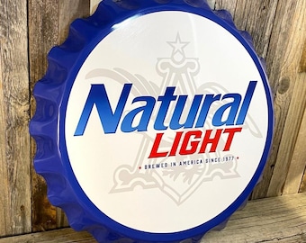 Natural Light 18” Bottle Cap Wall Sign – Natty Light Bar Decor – Christmas Gift – NEW