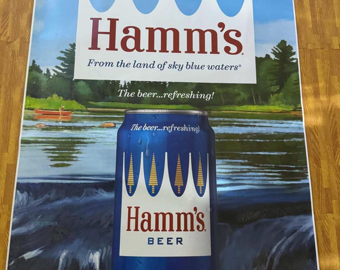 Hamm’s Beer Large Wall Banner Vintage Style Bar Decor Oversized Mancave Garage Tavern Wall Art