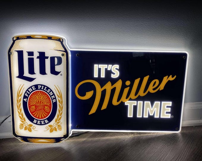 Miller Lite “It’s Miller Time” LED Acrylic Lighted Sign – 15"x24" – Brand New Bar Man Cave Decor