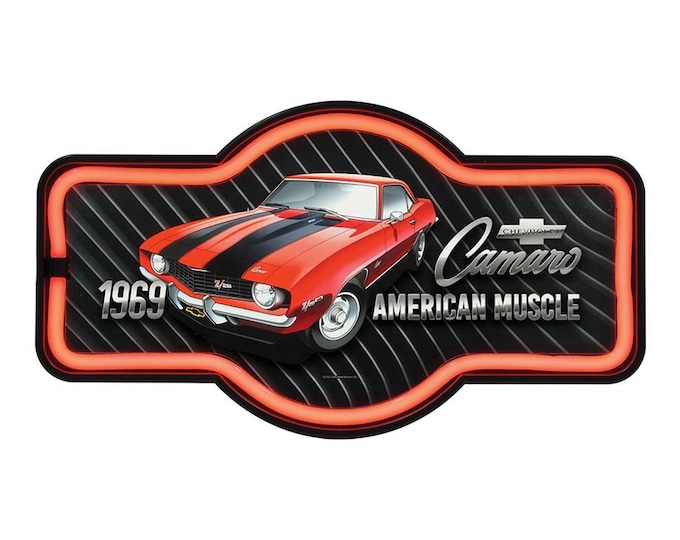 1969 Camaro LED “Neon” Sign 17" – American Muscle, Garage, Man Cave Decor