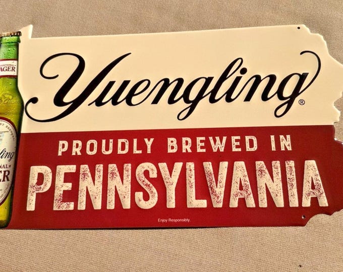 Yuengling Pennsylvania State Tin Tacker Sign 18x10 Beer Sign Man Cave Bar Decor Yuengling Lager Metal Sign