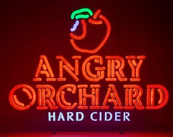 Angry Orchard Hard Cider LED Lighted Bar Sign – 21" x 15.5" – Man Cave, Pub, Beer, Cider House, Wall Decor
