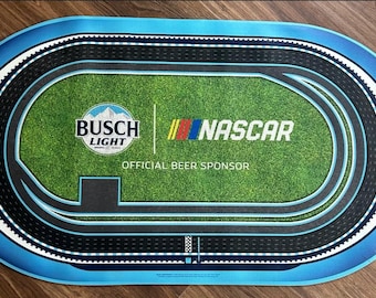 Busch Light NASCAR Racetrack Floormat | Official Beer Sponsor 2025 | mancavedecor Garage Bar Mat NIB Rare Racing Collectible