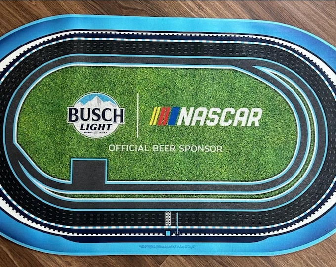 Busch Light NASCAR Racetrack Floormat | Official Beer Sponsor 2025 | mancavedecor Garage Bar Mat NIB Rare Racing Collectible