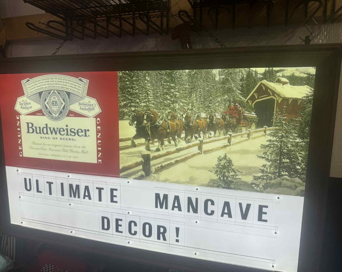 Budweiser Clydesdale's Winter LED Lightbox – Vintage-Inspired Backlit Sign