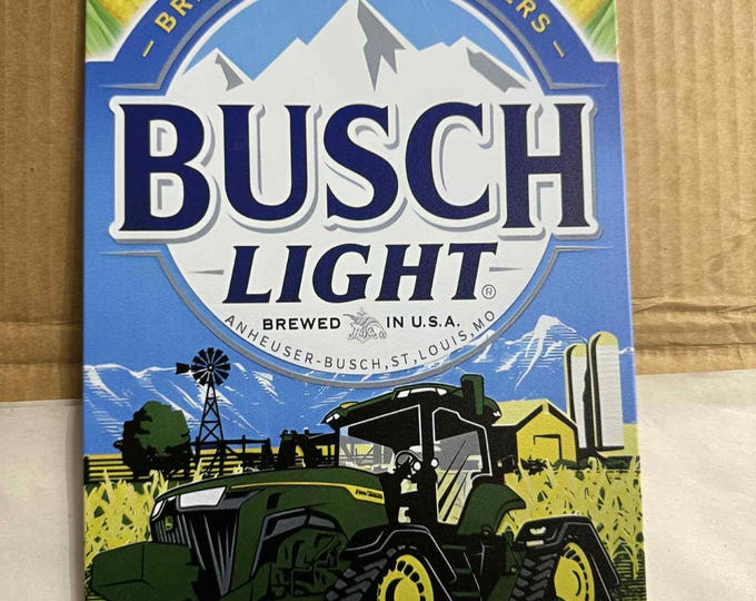 Busch Light “Brewed for the Farmers” Tractor Tin Sign 8x12 | Beer Mancave Wall Decor