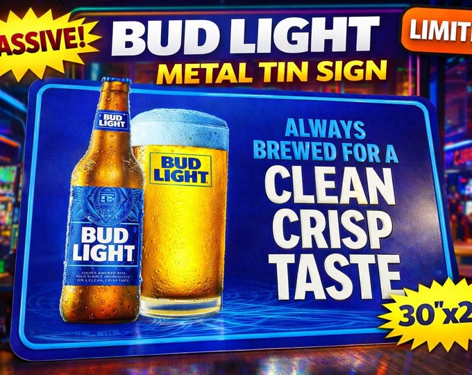 Bud Light Metal Beer Sign 30x20 Bud Light Tin Tacker Always Brewed For A Clean Crisp Taste Bar Mancavedecor Wall Decor